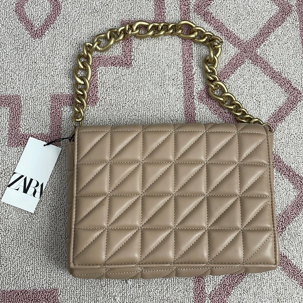 Zara NWT Quilted Chain Strap Handbag